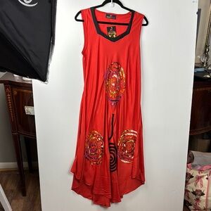 JUNGLEE BILLEE Red Midi Dress OSFM NWT Sleeveless
